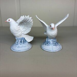 Andrea by Sadek White Dove Figurines Pair Signed 1988 #8173 Japan 3.5" tall